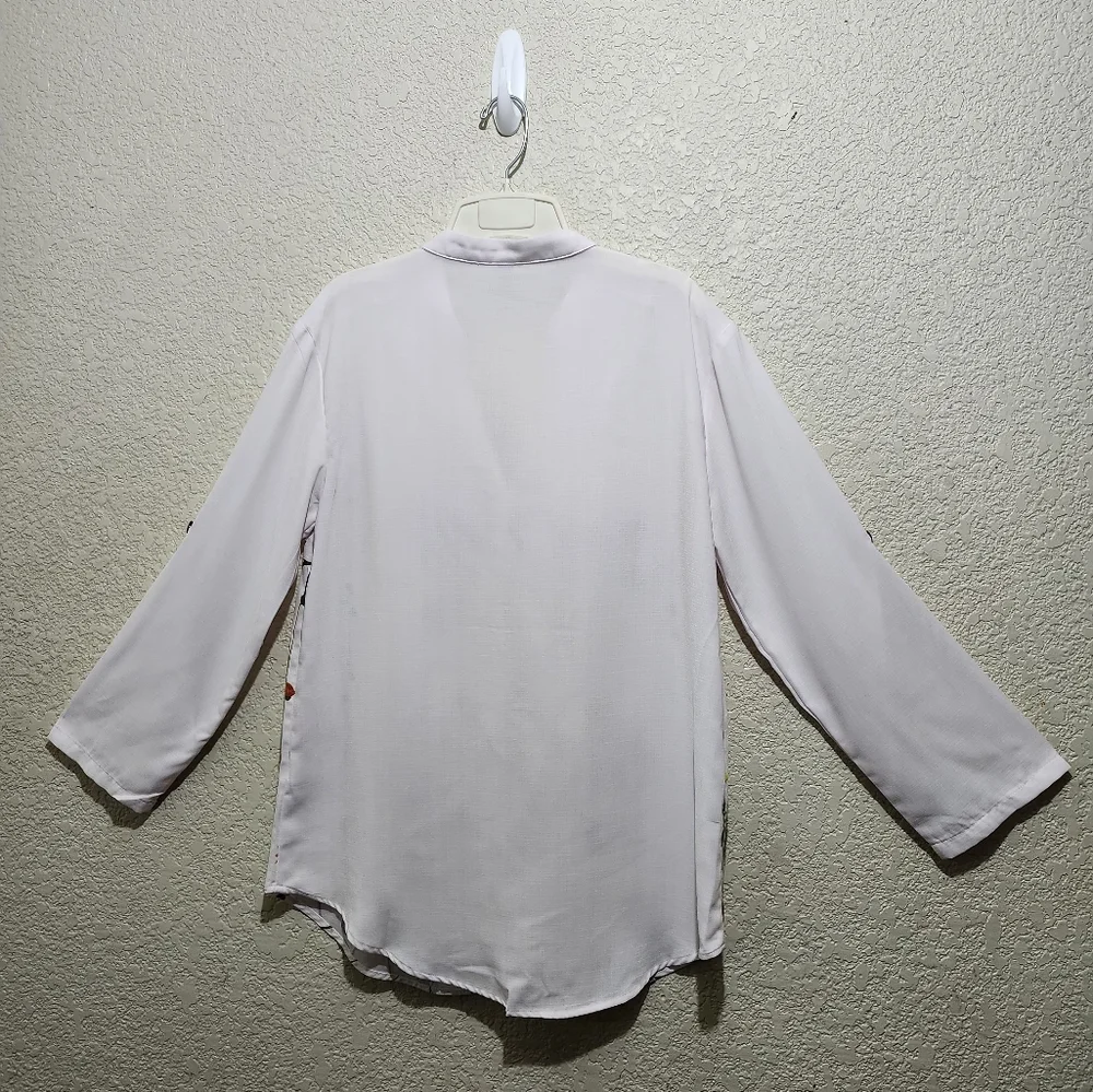 Noracora White 3/4 Sleeve Embellished Button Down Shirt (Unbranded) - Picture 7 of 10
